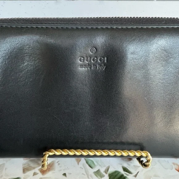 GUCCI Leather & Bamboo Wallet - Picture 2 of 14